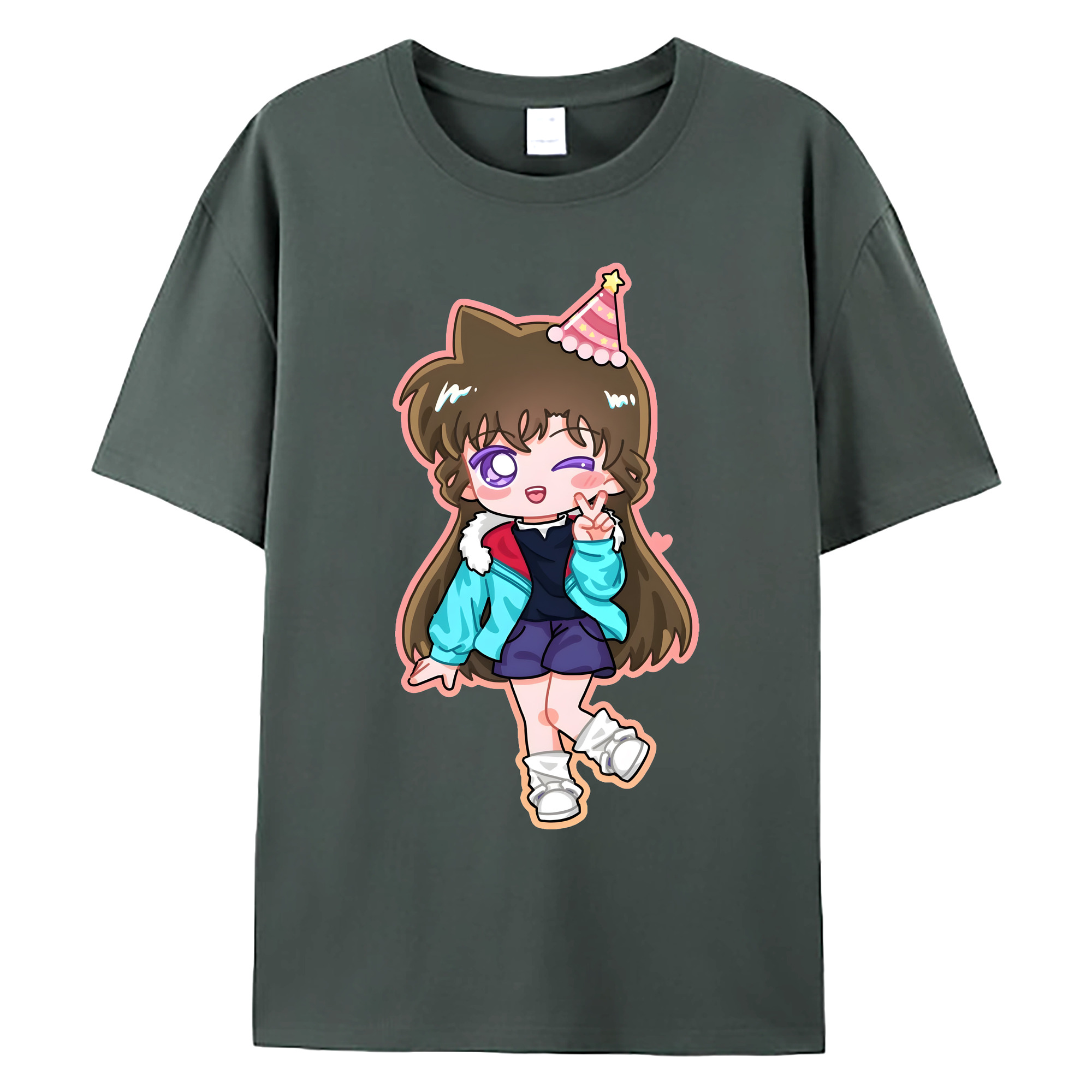 （画像用） 名探偵コナン 毛利 蘭 もうり らん、モーリ ラン Detective Conan Rachel Moore 綿100％ メンズ半袖Tシャツ｜肌触りやわらか＆通気性